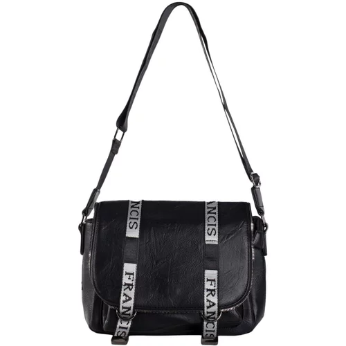 Fashion Hunters Black large messenger bag with wide strap
