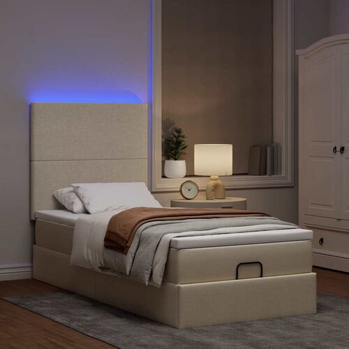vidaXL otomanski okvir kreveta s madraca krem 90x200cm od tkanine Cijene
