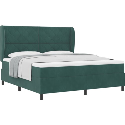 vidaXL Box Spring postelja z vzmetnico temno zelena 180x200 cm žamet, (22052694) Cene