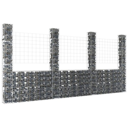 VidaXL Gabionska ko&amp;scaron;ara U-oblika s 4 stupa 380 x 20 x 200 cm željezna Slike