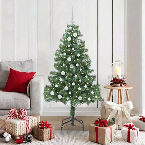 vidaXL Božično drevo med 150 LED z stojalom Zelena 150 cm PVC Cene