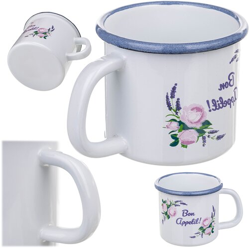 KADAX Emajlirana skodelica 400 ml, lonček 8 cm, retro darilo z ročajem, (5000358427) Cene