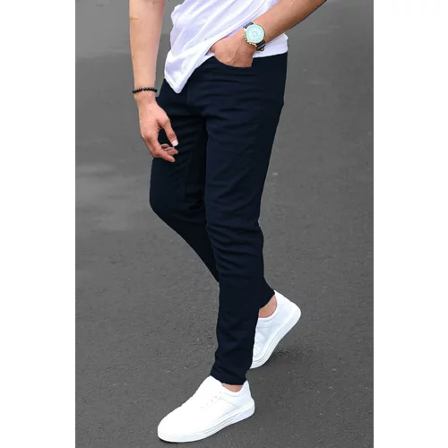 Madmext Men's Navy Blue Canvas Slim Fit Trousers 5736