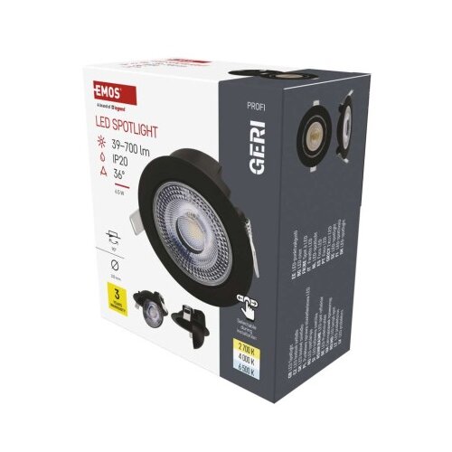  LED reflektor GERI črne barve, okrogel, 6,5W CCT Cene