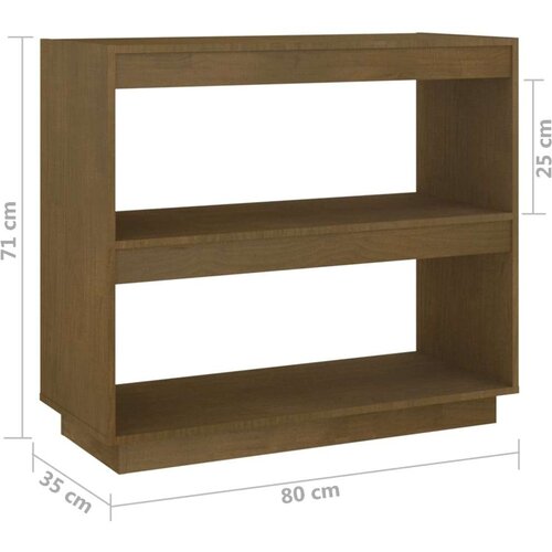 VidaXL knjižna omara medeno rjava 80x35x71 cm trdna borovina Slike