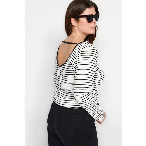Trendyol Curve Black-White Striped Backless Knitted Blouse