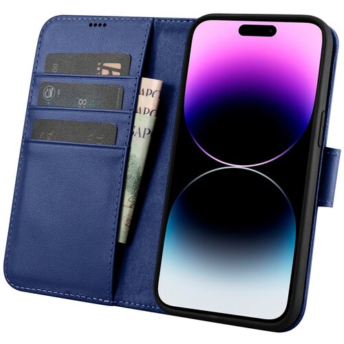 ICARER 2v1 usnjena preklopna torbica za iPhone 14 Pro Anti-RFID Wallet Case modra, (21522176) Cene