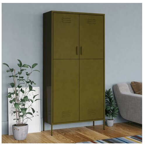  Garderobna omara olivno zelena 90x50x180 cm jeklo Cene