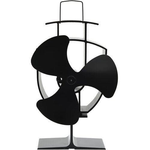 VidaXL Ventilator za peć na toplinski pogon s 3 lopatice crni Slike