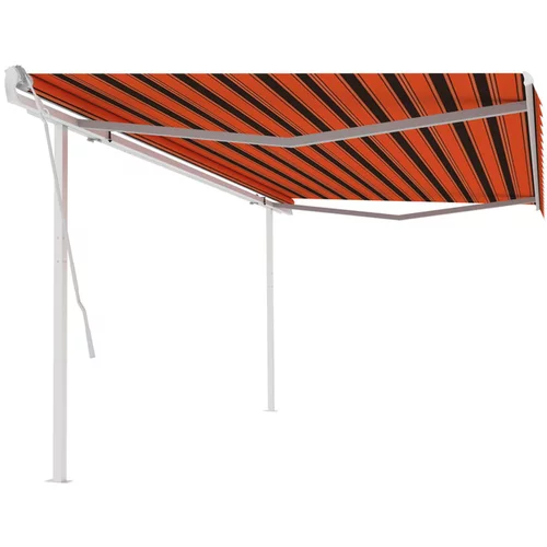  Ročno zložljiva tenda s stebrički 5x3,5 m oranžna in rjava