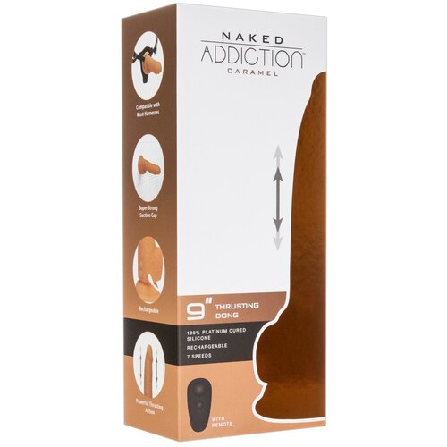 Addiction Naked Thrusting 9 - radio, vibrator za potiskivanje - tamni (23 cm) Cijene