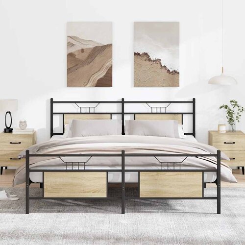  Metalni okvir kreveta bez madraca boja hrasta sonome 160x200 cm Cijene