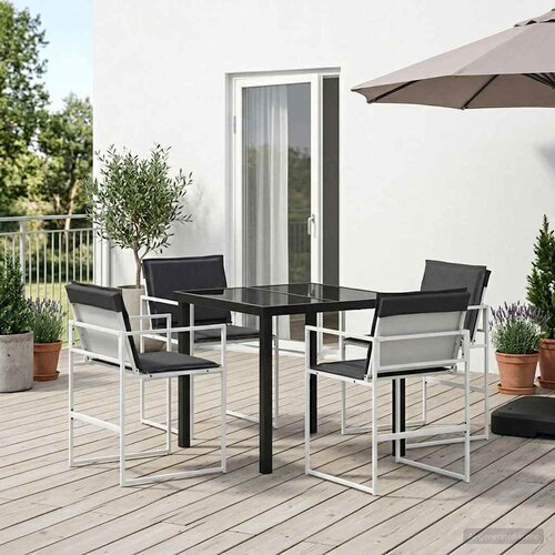  Vrtni set za objed 5 pcs Bijela i antracit 80 x 80 x 73 cm Cijene