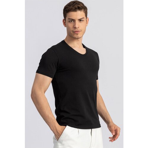 Slim Fit Jednobojni Crna Majica - Crna, L, majica, Slim fit Slike