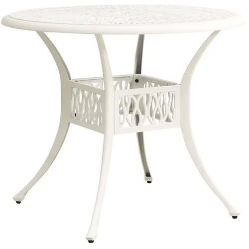  Vrtna miza bela 90x90x74 cm liti aluminij