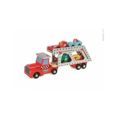 Janod drvena igračka transporter lorry s automobilima
