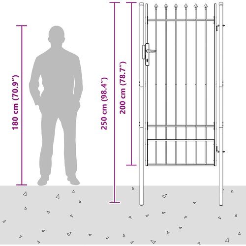  Ogradna vrata BOXTEL 103 x 250 cm Čelik s prahom premazan Siva Slike