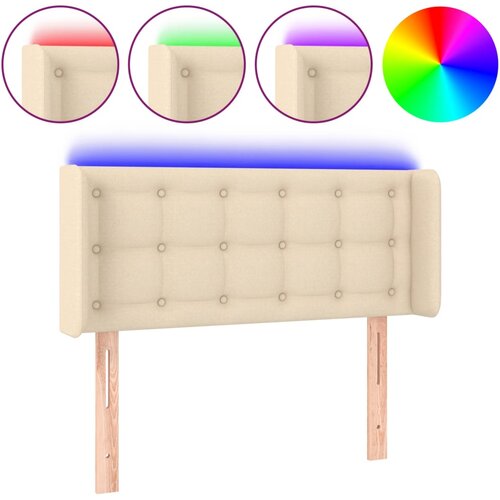 Maison Chic led posteljno vzglavje - vzglavna omarica - nočna omarica krem 93x16x78/88 cm blago, (21706217) Slike
