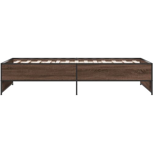  Okvir za krevet smeđi hrast 75x190 cm konstruirano drvo i metal Slike