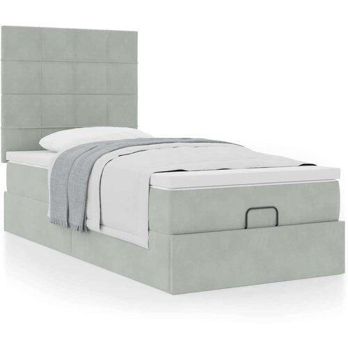 VidaXL okvir kreveta s madracima svijetlosivi 100x200 cm bar&amp;scaron;unasti Slike
