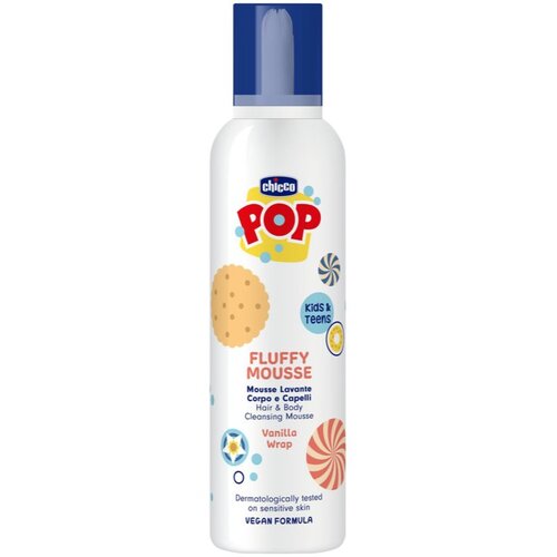 Chicco POP Fluffy Mousse Hair and Body pjena za tijelo i kosu Vanilla wrap 200 ml Slike