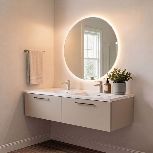 Skye_Decor Set kupatilskog ormarića sa umivaonikom i ogledalom, 2 dela, Bež Slike