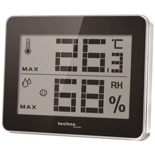 Termometar (LCD zaslon, Na baterijski pogon, Crne boje, 10 x 1 x 8,1 cm) Slike