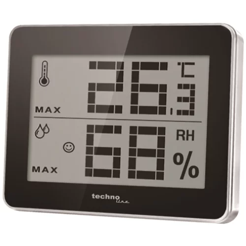 Termometar (LCD zaslon, Na baterijski pogon, Crne boje, 10 x 1 x 8,1 cm)