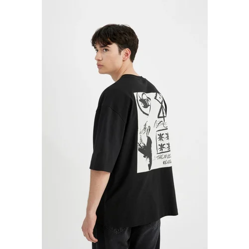 Defacto Loose Fit Crew Neck Back Printed Short Sleeve T-Shirt