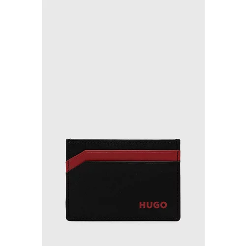Hugo Usnjen etui za kartice moški, črna barva
