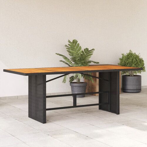 VidaXL Vrtna miza z leseno akacijevo plo&amp;scaron;čo črna 190x80x74 cm PE ratan Slike