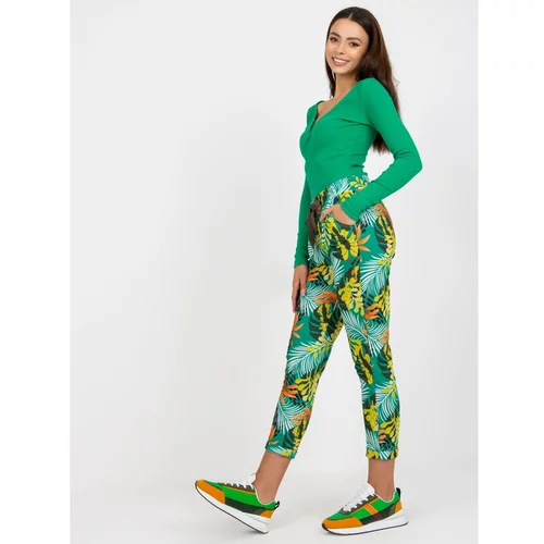 Fashion Hunters Green patterned sweatpants with pockets