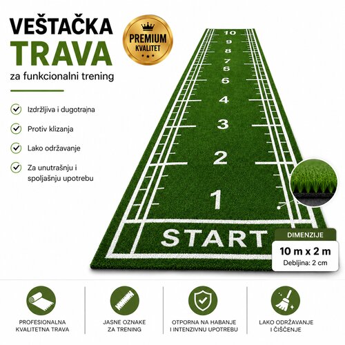 Ve&amp;scaron;tačka trava za funkcionalni trening 10 m x 2 m | Profesionalna sprint trava 20 mm Slike
