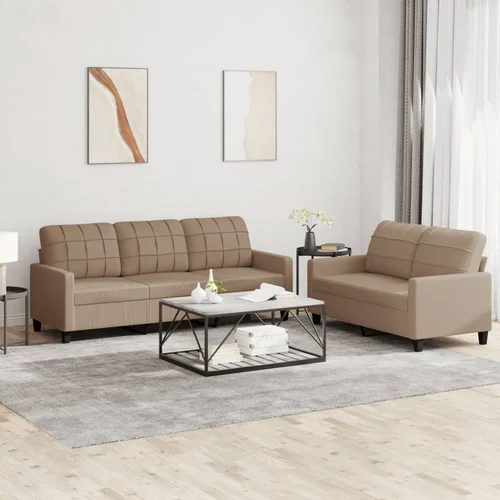 vidaXL 2-dijelni set sofa s jastucima boja cappuccina od umjetne kože