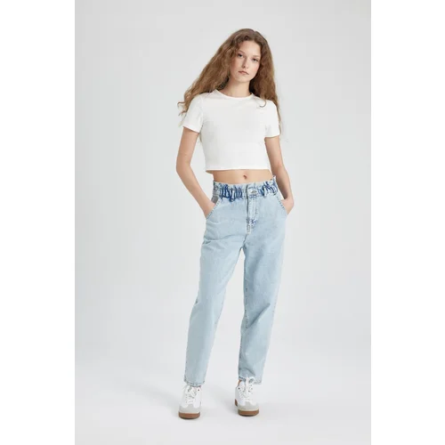 Defacto Paperbag High Waist Relaxed Leg Ankle Length Jeans