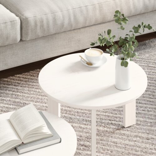  Set stolića za kavu 2 pcs Bijelo 47.5 x 47.5 x 27 cm Slike