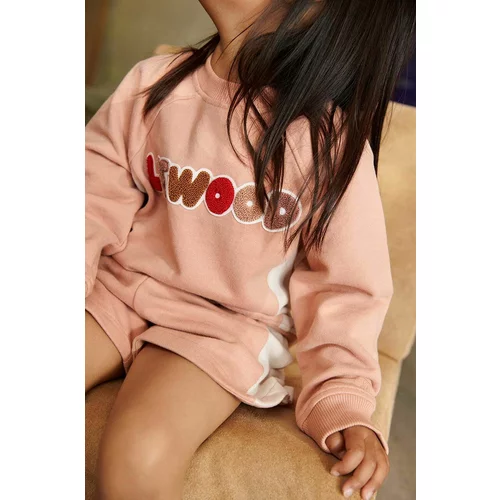 Liewood Otroški bombažen pulover Aude Placement Sweatshirt roza barva