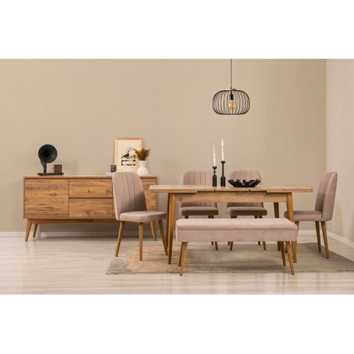 Hanah home Trpezarijski set Vina Bench 04 1005, 6 delova, Krem Slike