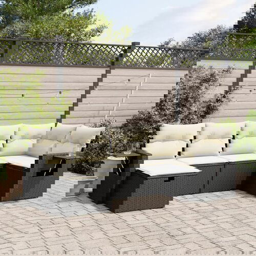 vidaXL 6-dijelni set vrtnih sofa s jastucima crni od poliratana Cijene