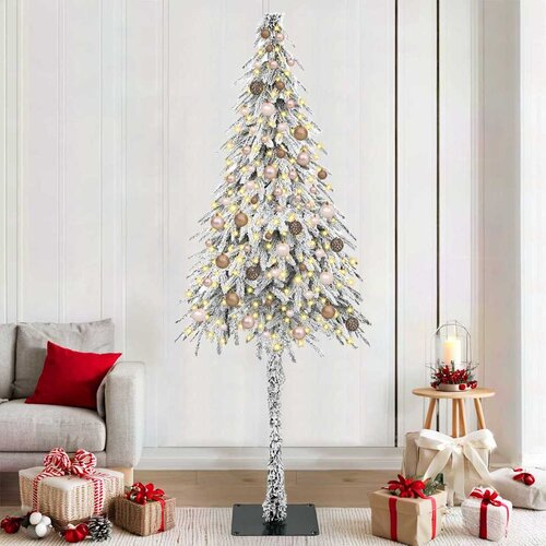 vidaXL Božično drevo med 300 LED z stojalom Bela 210 cm PE in jeklo Cene