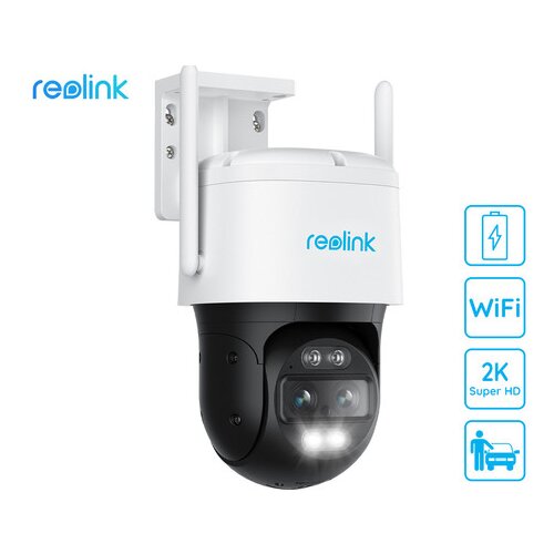 Reolink TrackMix WiFi Battery IP kamera, dva objektiva, 2K Super HD, WiFi, baterija vrtenje in nagibanje, IR nočno snemanje, LED reflektor, aplikacija, vodoodporna, dvosmerna komunikacija, bela Cene