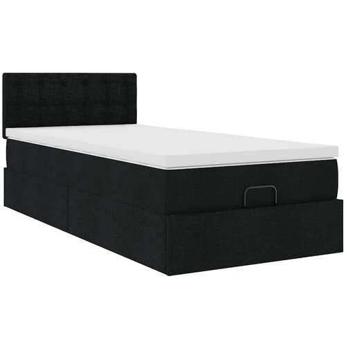 VidaXL Otomanski krevet s madracem crni 100x200 cm tkanine Slike
