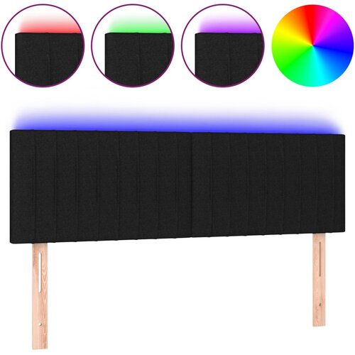 Maison Chic led posteljno vzglavje - vzglavna omarica - nočna omarica črno 144x5x78/88 cm blago, (21711820) Slike