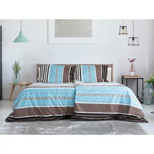 B.E.S. Plava/smeđa posteljina za krevet za jednu osobu od krepa 140x200 cm Top Class –