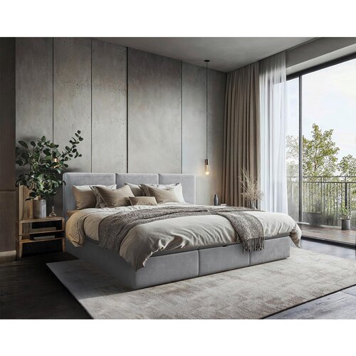 MID.YOU DRUŽINSKA POSTELJA 210 cm x 200 cm , les, tekstil, leseni material temno siva Cene
