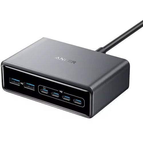 Anker Prime 200W GaN stoni brzi punjač, 6-portova (4x USB-C i 2x USB-A) srebrni Slike