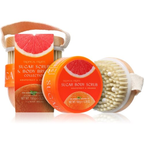 The Somerset Toiletry Co. Tropical Fruits Grapefruit & Orange sladkorni piling za telo + krtača 150 g Cene