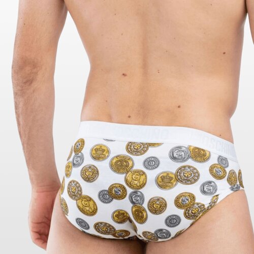 Moschino mu&amp;scaron;ke gaće sa novčanim printom, bele Slike
