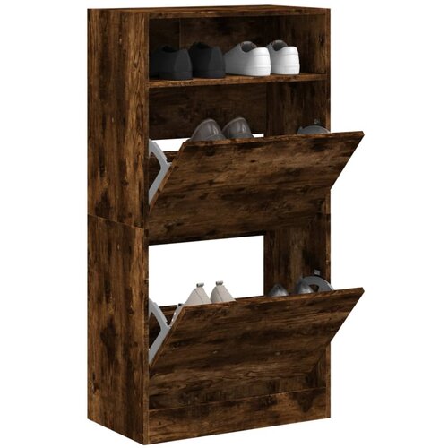  The Living Store Omarica za čevlje dimljeni hrast 60x34x116 cm inženirski les - Omarica Za Čevlje, (21442344) Cene