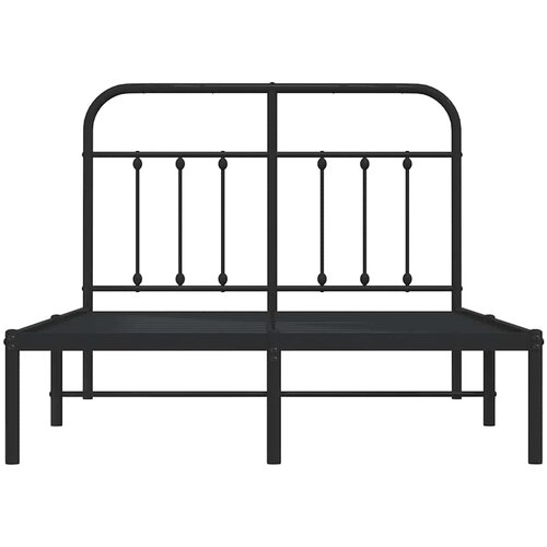  Metalni okvir za krevet s uzglavljem crni 120x200 cm Slike